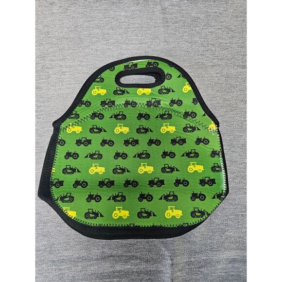 Tractor Farm Little Boy Kid Repeat Pattern Lunch Tote Bag Green Tractor Neoprene - Picture 1 of 6